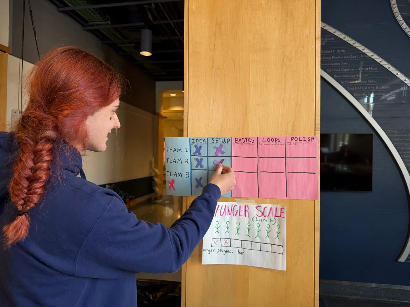 Violet updating the jam completion scale